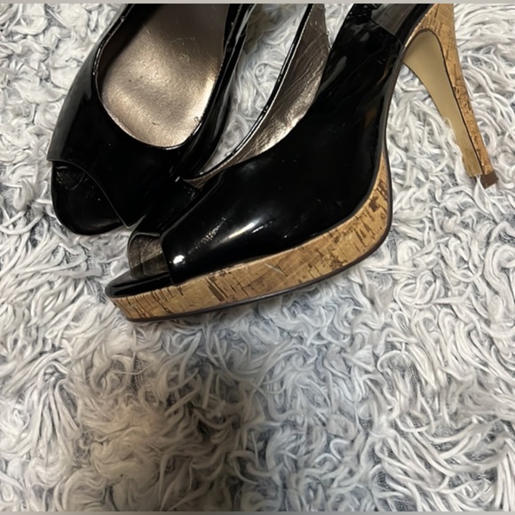 Women's Patent Leather Platform High Heel Slingback Sexy Peep Toe Stiletto - Picture 2 of 4